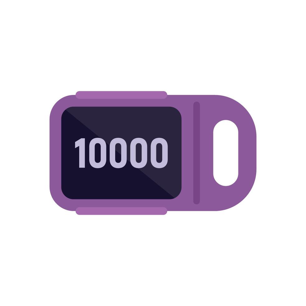 Pedometer counting steps reaching goal of 10000 steps a day vector
