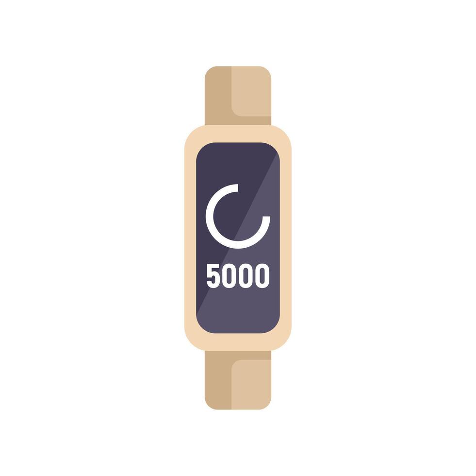 Smart watch showing progress bar reaching 5000 steps goal vector