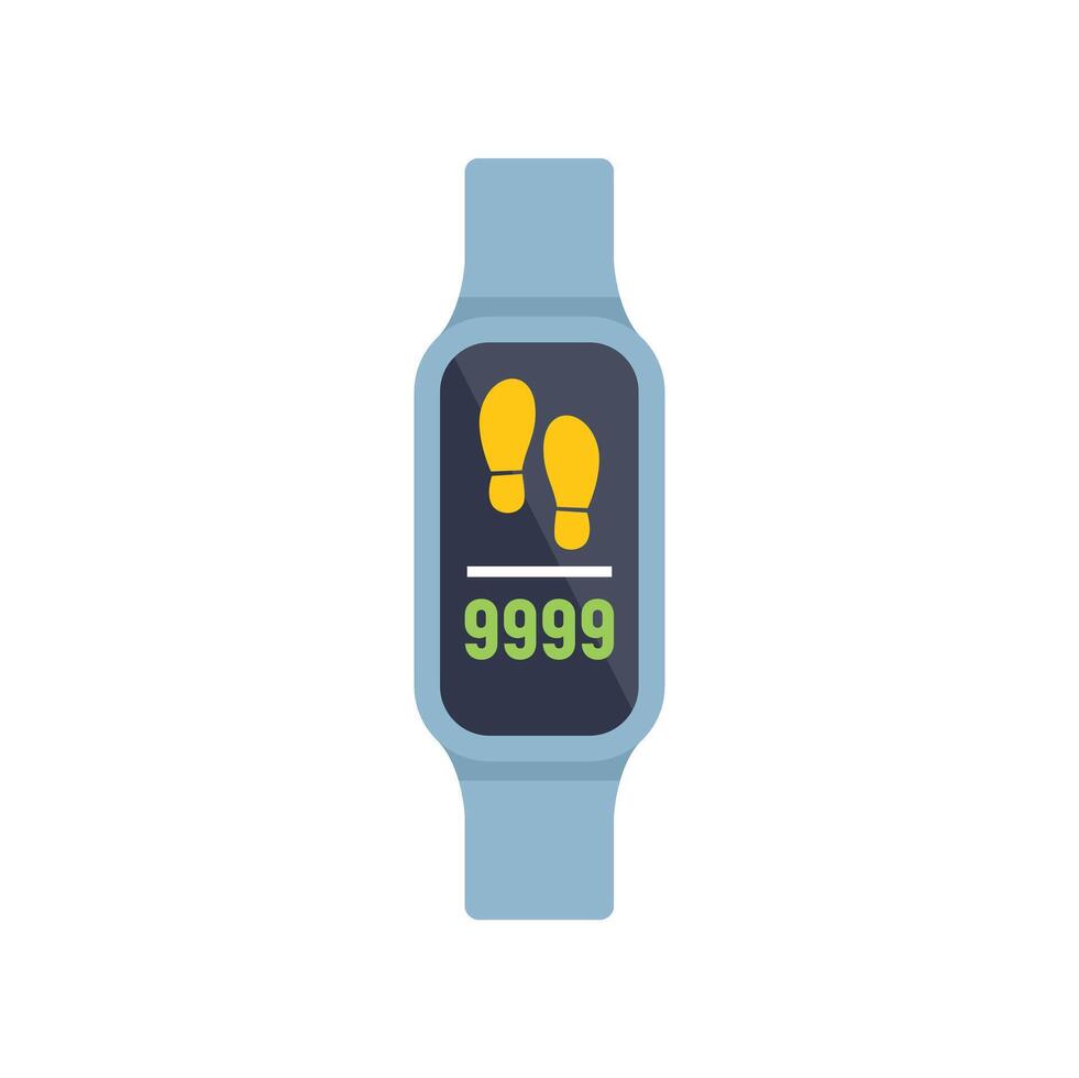 Modern smartwatch showing steps counter interface displaying steps walked in a day vector
