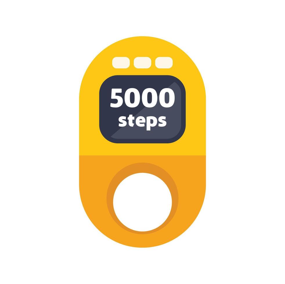 Yellow fitness tracker counting steps on white background vector