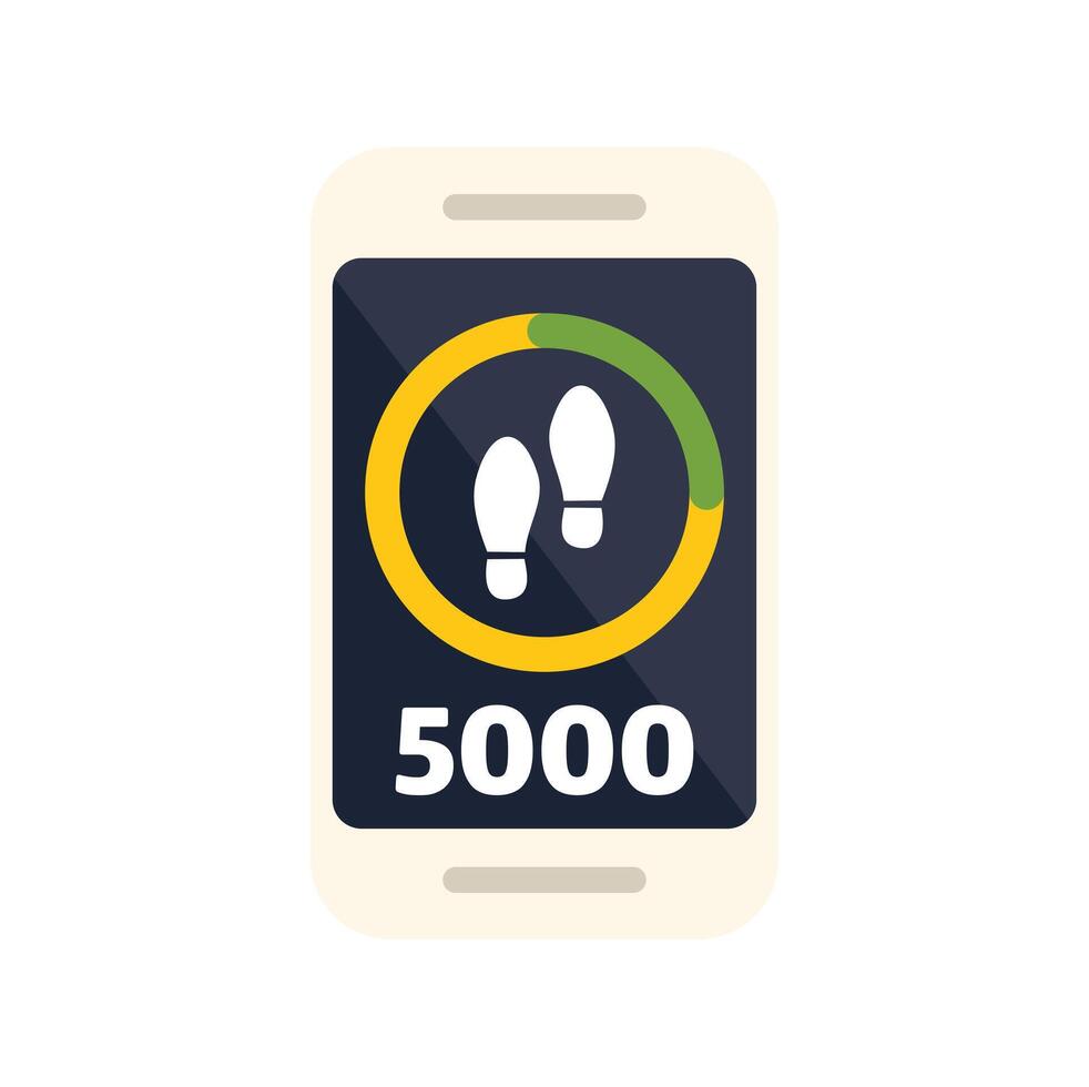Smartphone showing daily steps walking app interface vector