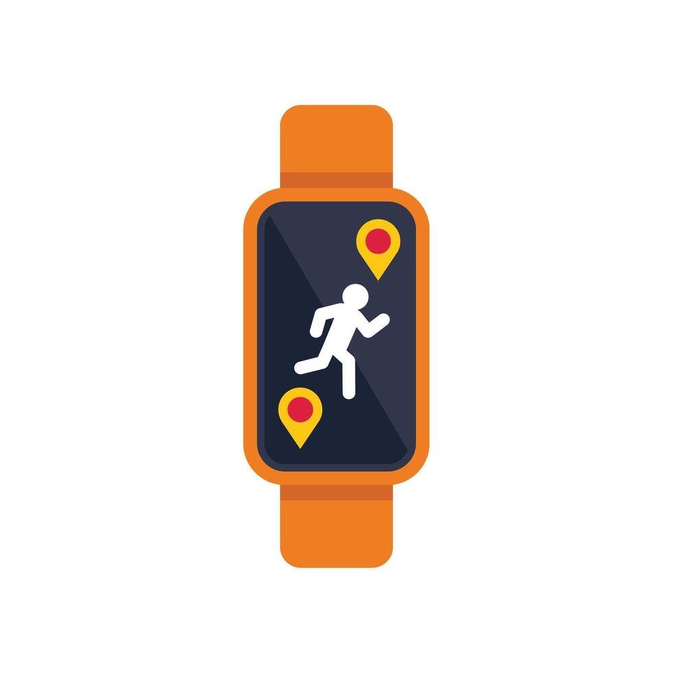 Smartwatch displaying running app with gps tracking vector