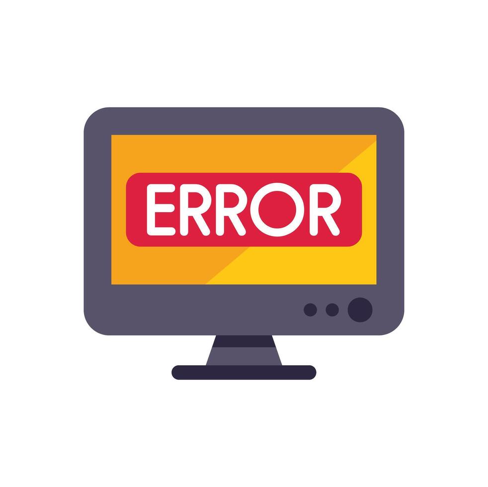 Computer monitor displaying error message on screen vector
