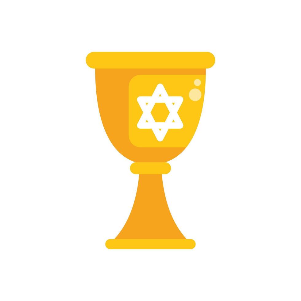 Golden kiddush cup featuring star of david for shabbat celebration vector