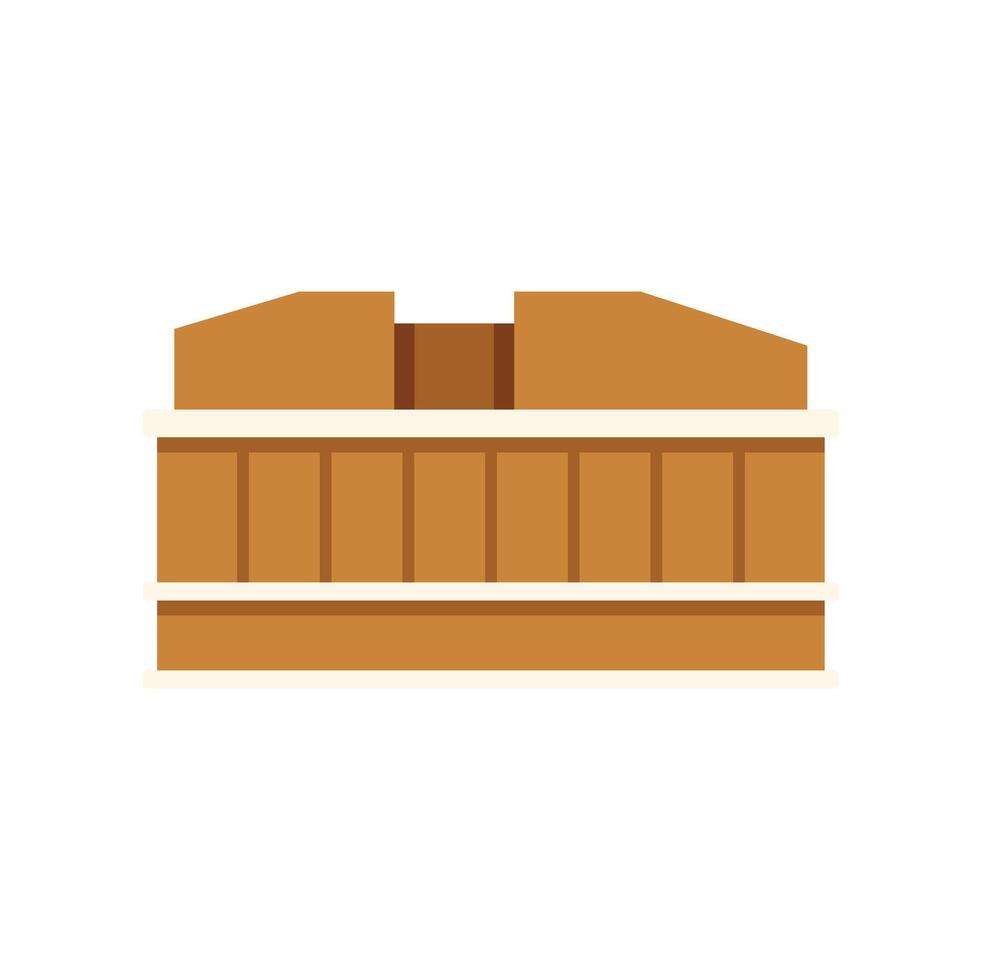 Wooden gazebo with brown roof for resting in park or backyard vector