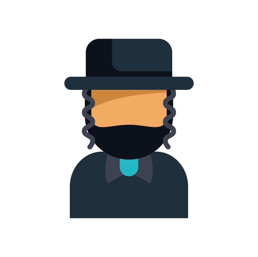 Jewish man wearing traditional clothes, hat and payot sidecurls vector