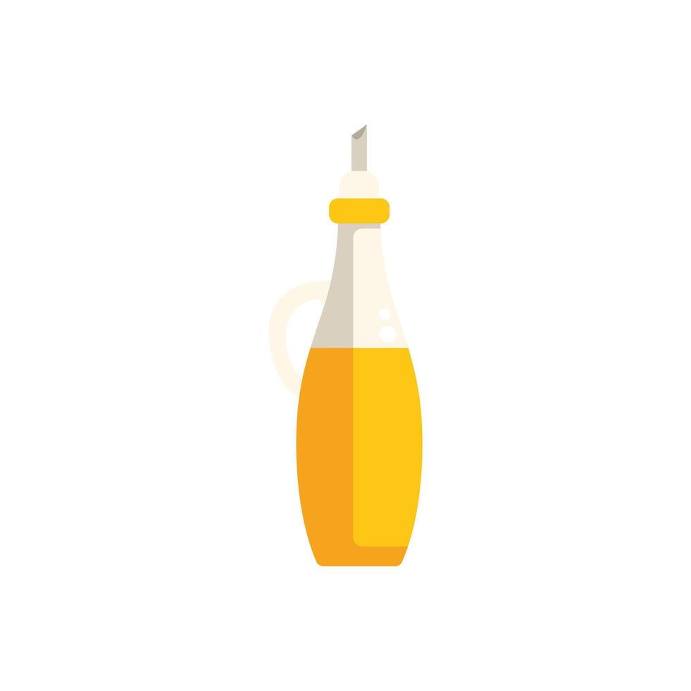 Glass bottle containing cooking oil with metal spout vector