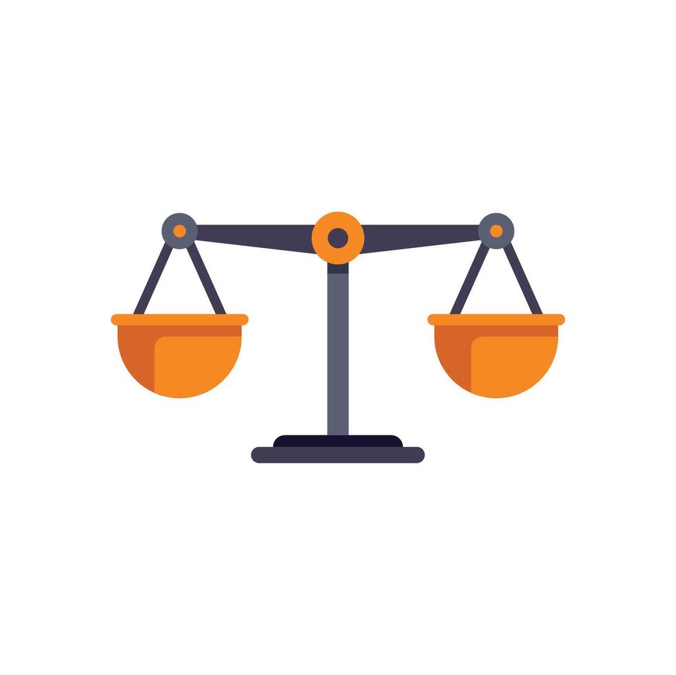 Balance scale comparing weight representing justice and law vector
