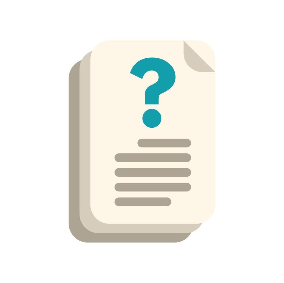 Document with question mark symbol asking for information vector