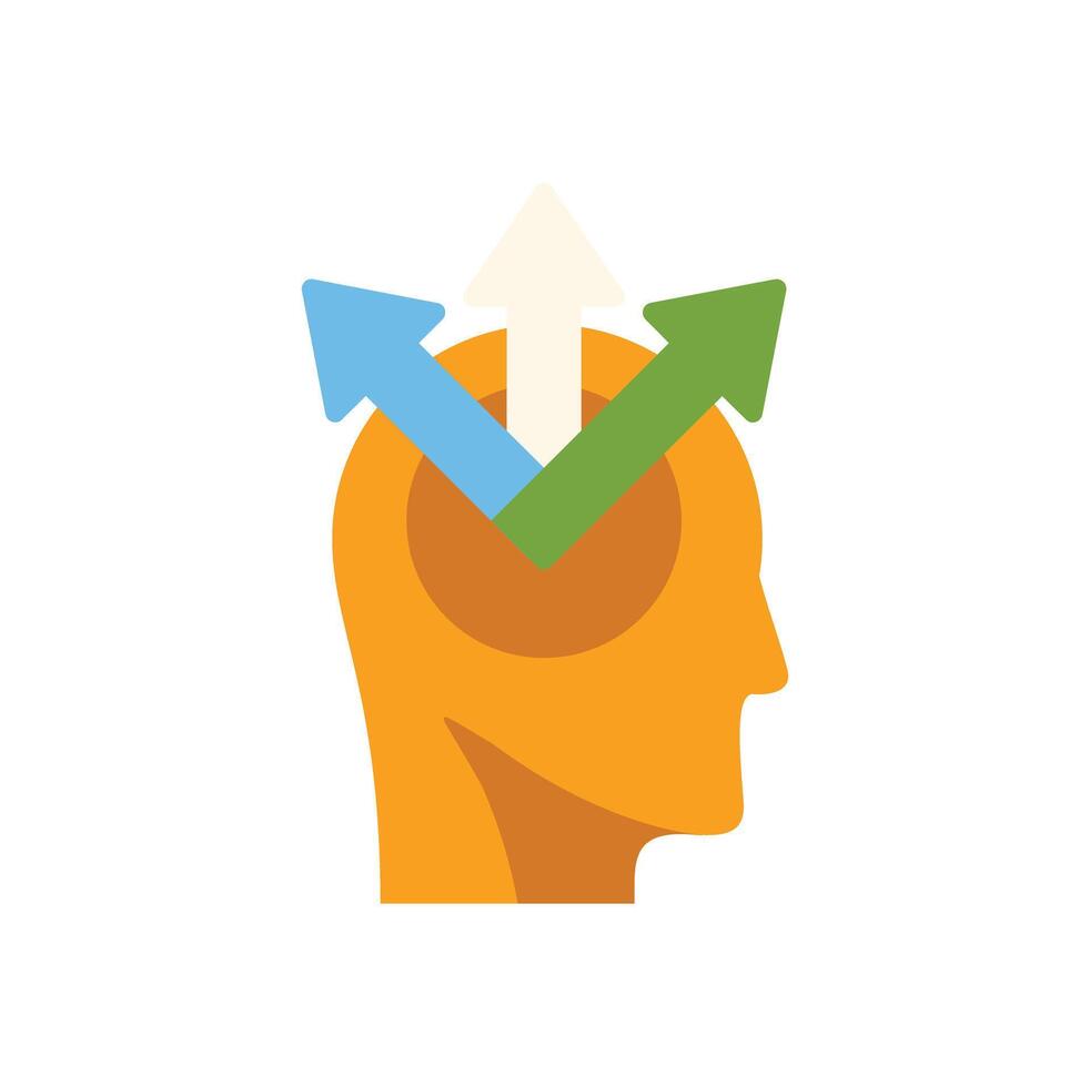 Human head with arrows pointing up representing personal development vector