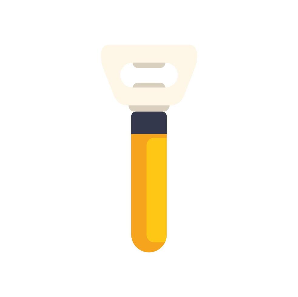 Yellow bottle opener opening cold beer bottle cap vector