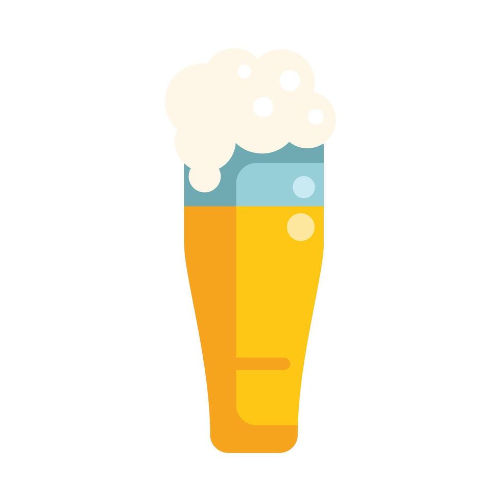Tall glass of lager beer with bubbles overflowing icon vector