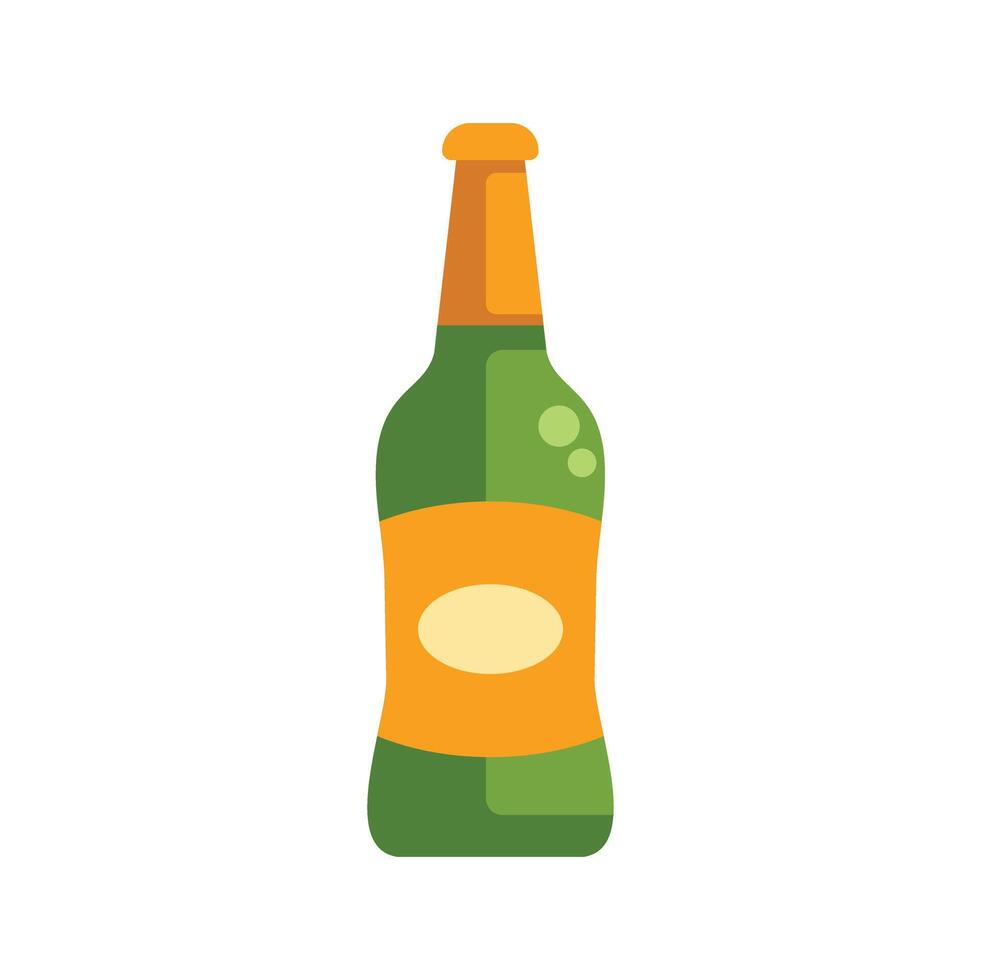 Green beer bottle with blank label standing on white background vector