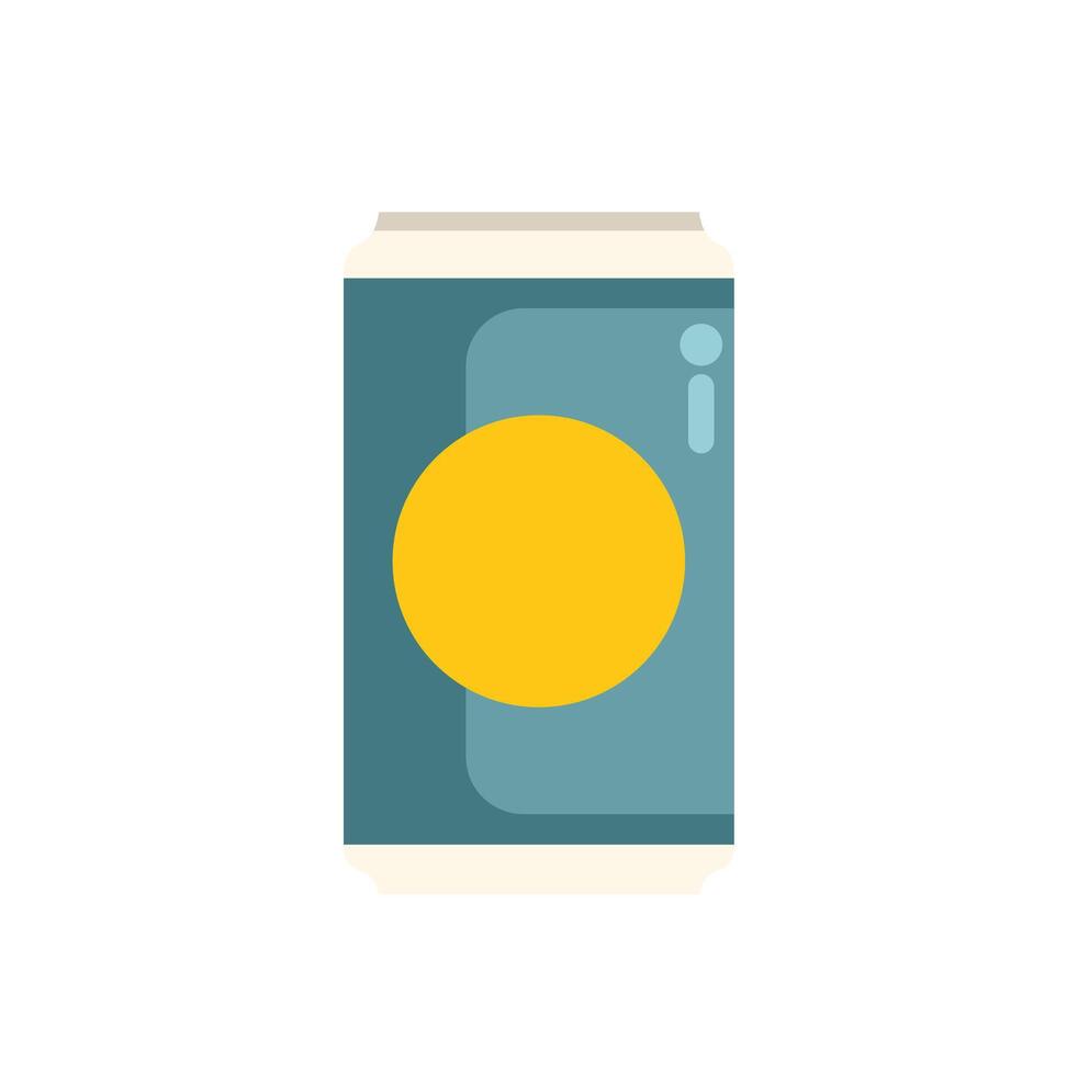 Aluminum can with yellow label is standing on white background vector