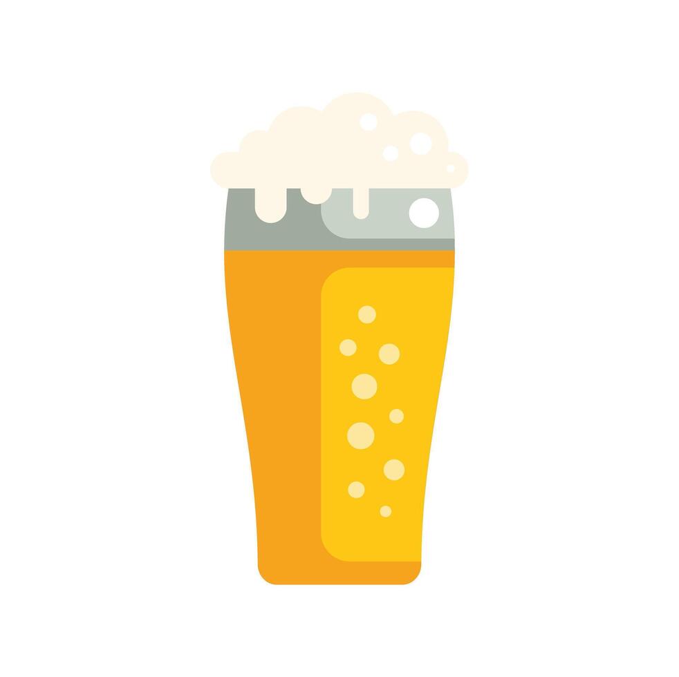 Pint glass of beer with foam overflowing on white background vector