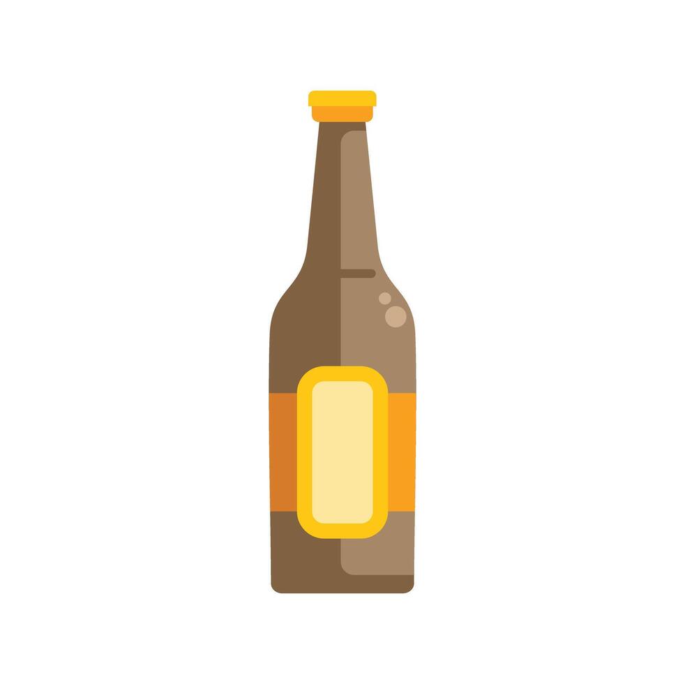 Brown beer bottle with blank label standing on white background vector