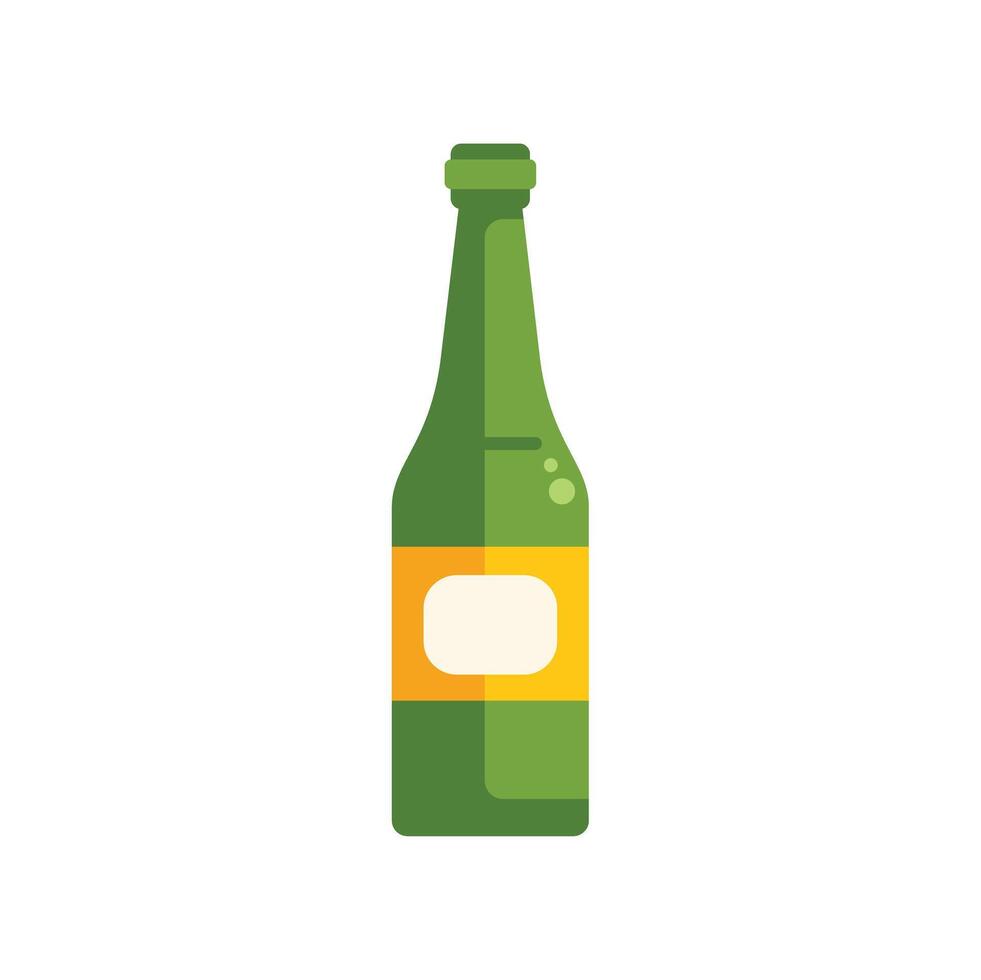 Green glass beer bottle with blank label standing on white background vector