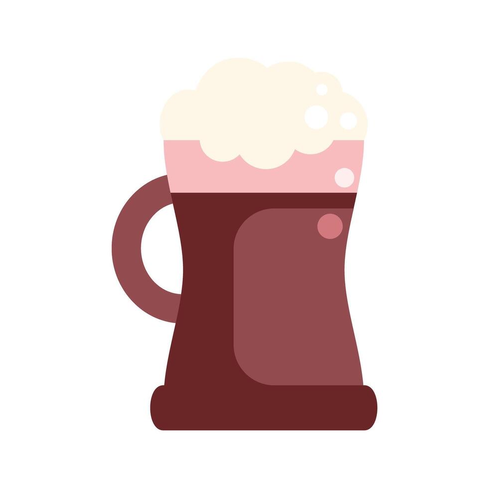 Big mug of dark beer with thick foam head isolated on white background vector