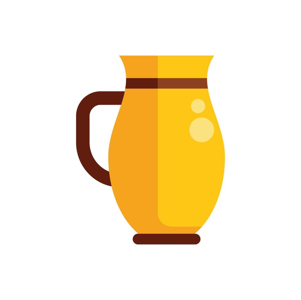 Yellow ceramic handmade clay pitcher holding water or juice vector