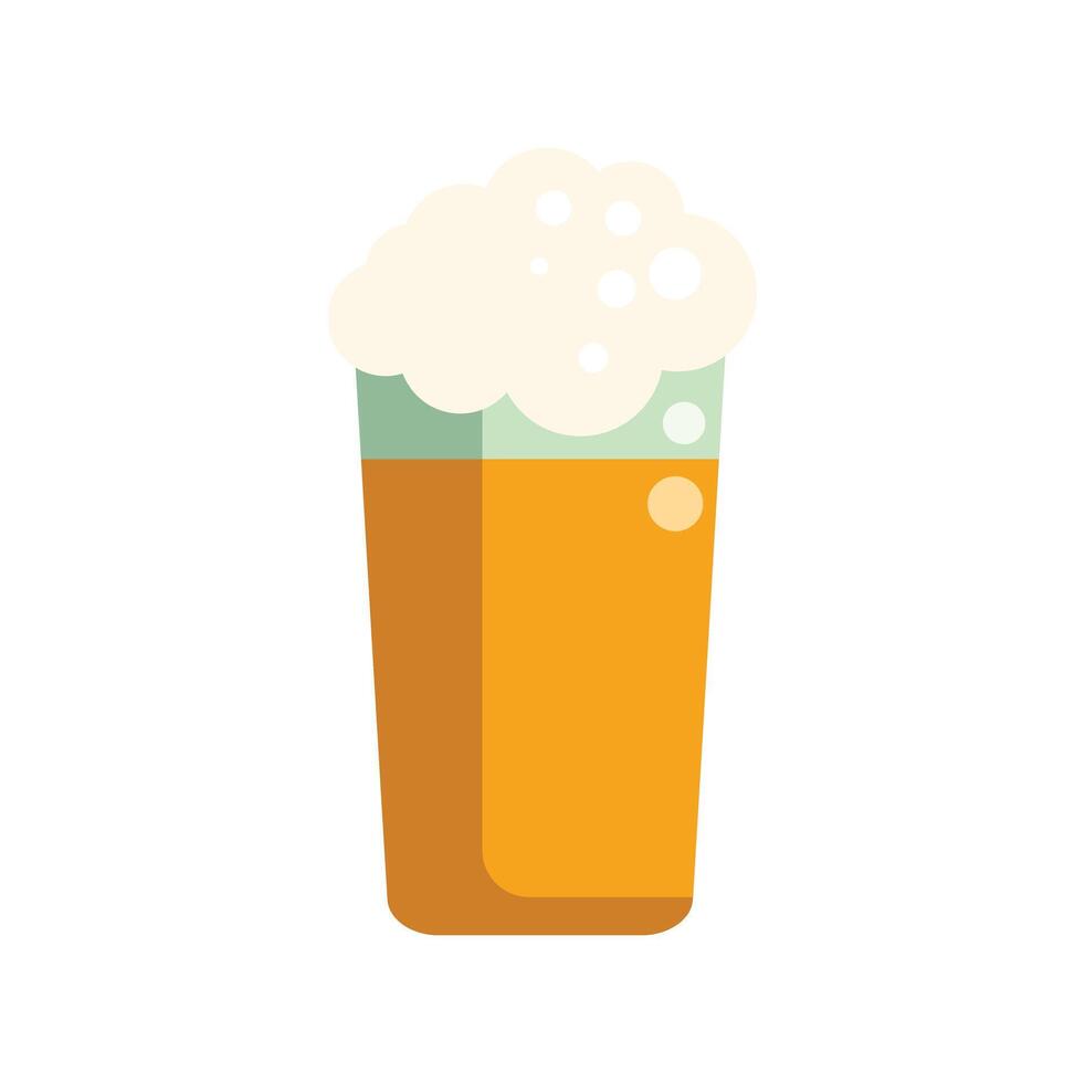 Tall glass of beer with foam overflowing on white background vector