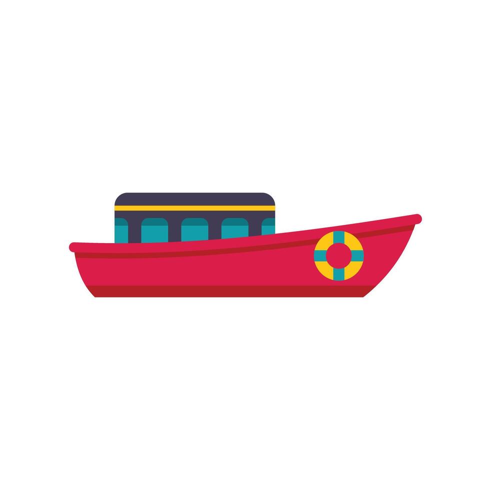 Red passenger ferry boat floating on water vector