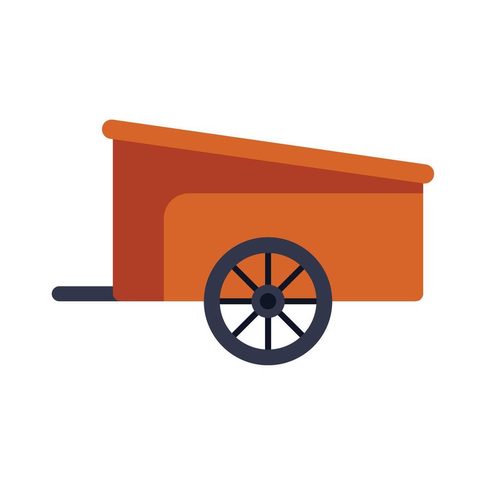 Orange covered wagon cart standing isolated on white background vector