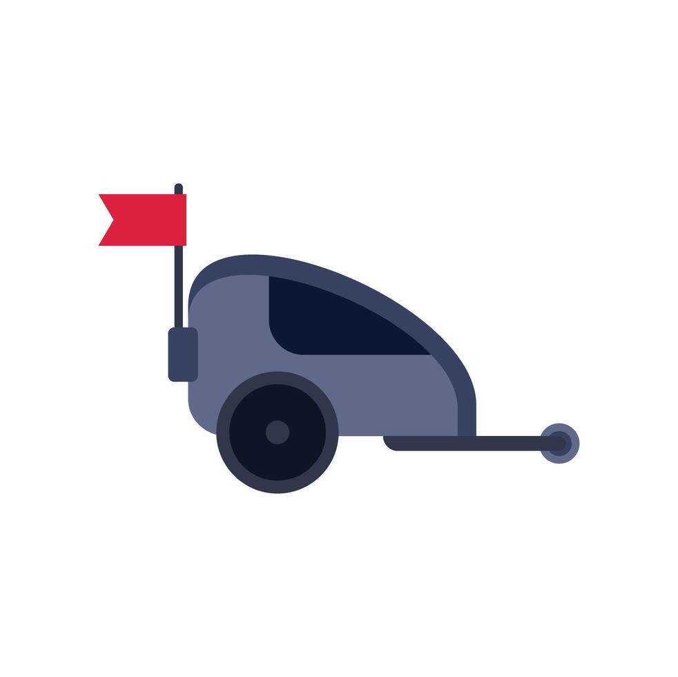 Small camper trailer with red flag waving in the wind vector