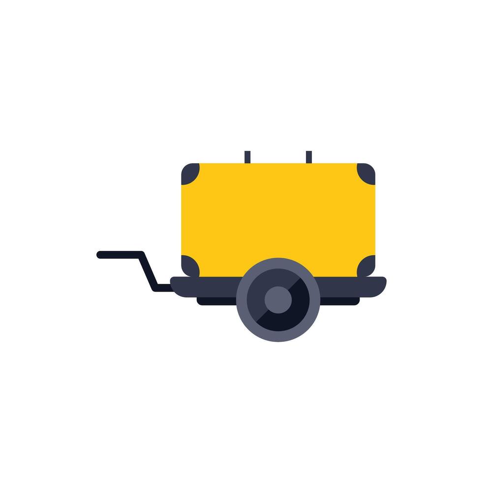 Yellow portable generator providing electricity powering equipment vector