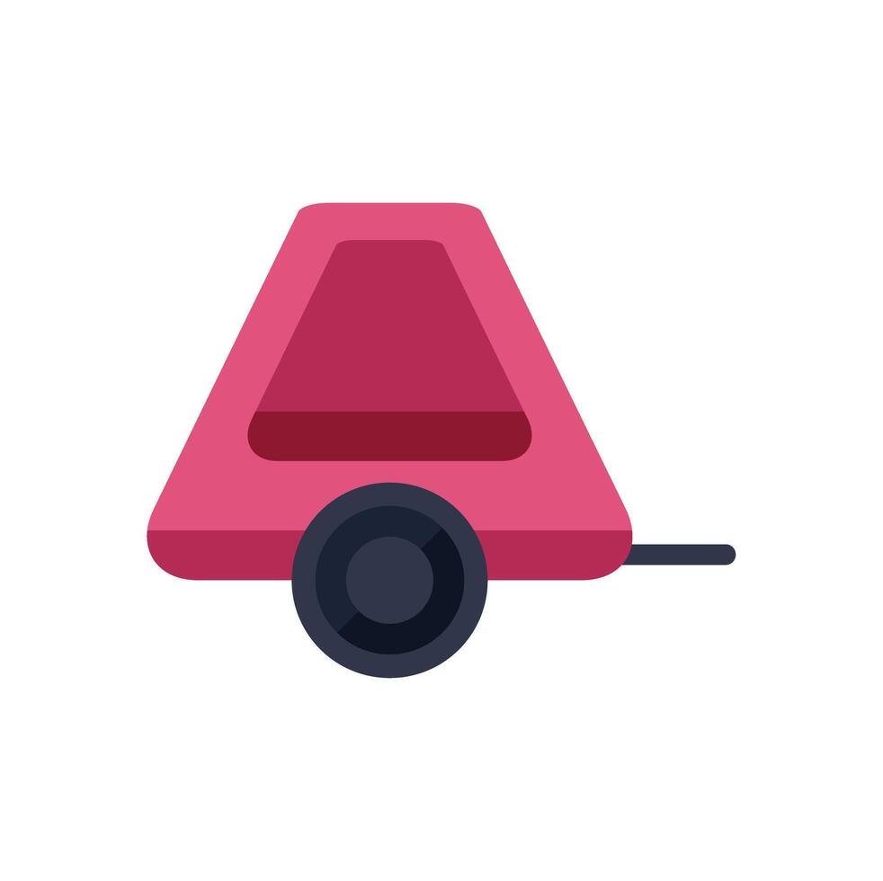 Pink trailer for camping with one wheel standing still vector