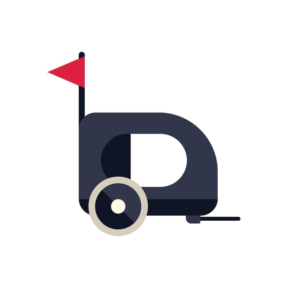 Bike trailer with red flag waving in the wind for bicycle transportation vector