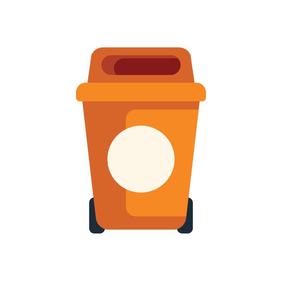 Orange trash can with blank white circle for adding recycling information vector