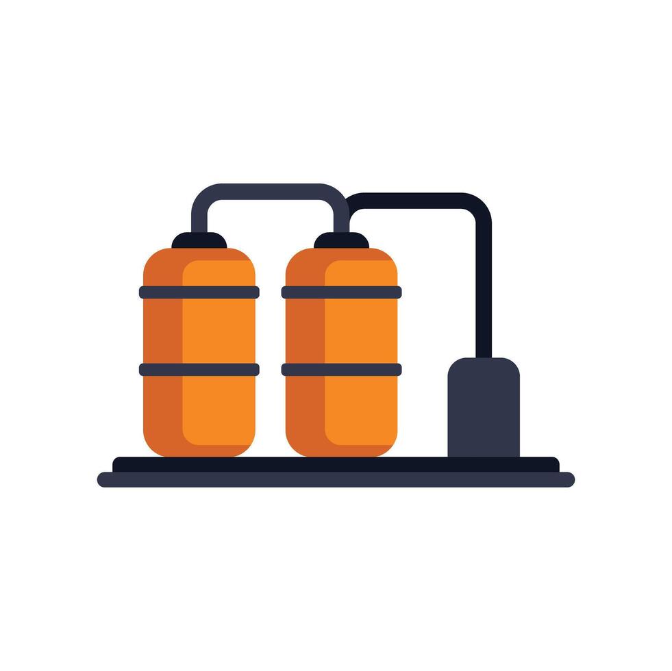 This illustration shows an industrial gas storage tanks system on a platform vector