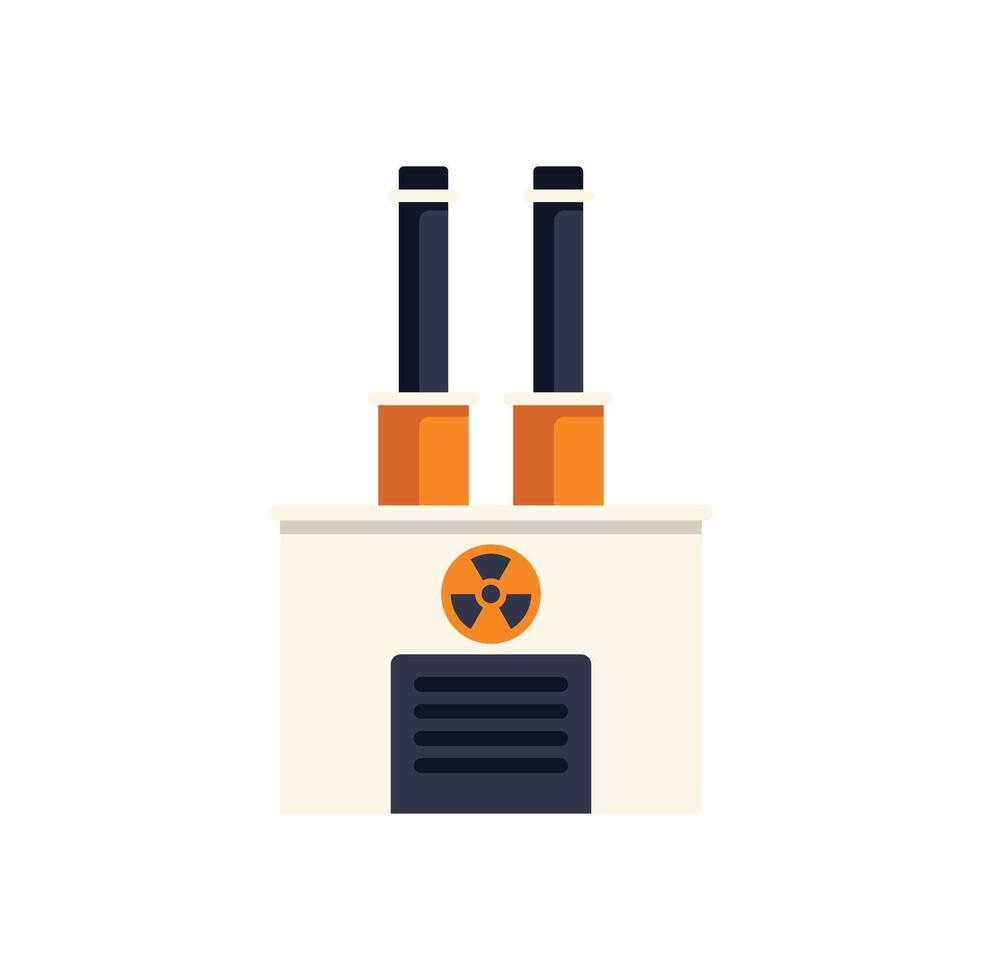 Nuclear power plant emitting smoke through two chimneys vector