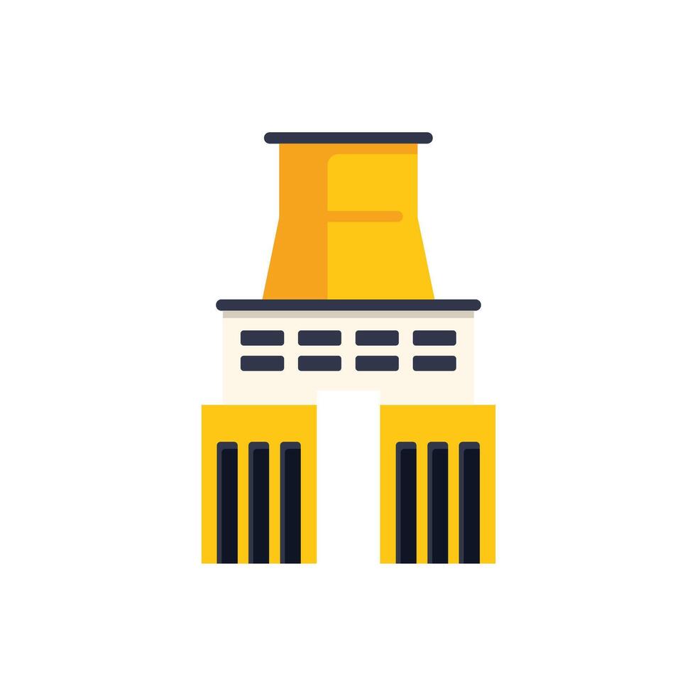 Power plant building generating electricity with chimney emitting smoke vector