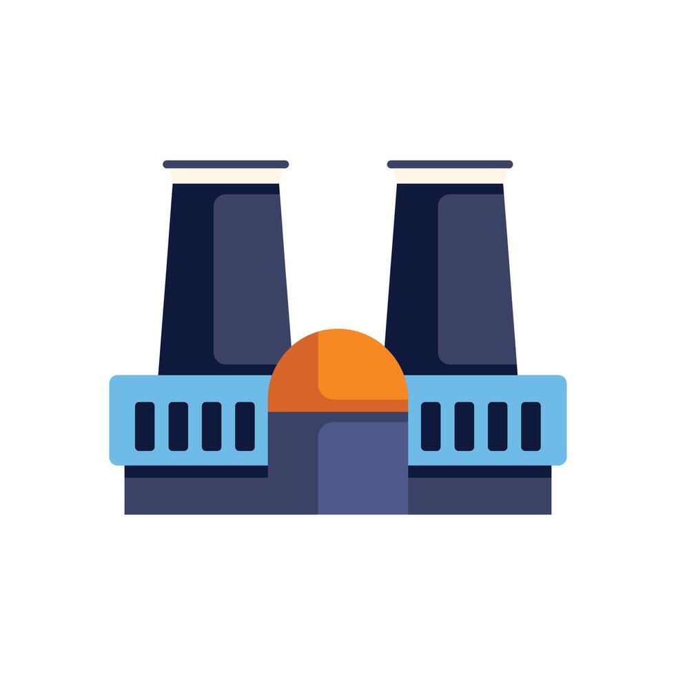 Nuclear power plant generating electricity with two towers vector