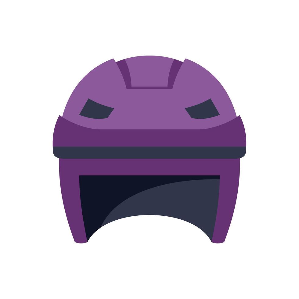 Purple hockey helmet protecting players on the ice rink vector
