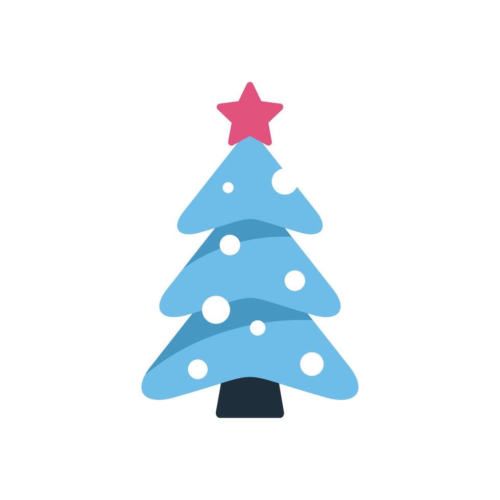 Blue christmas tree with snowflakes and a star standing tall vector