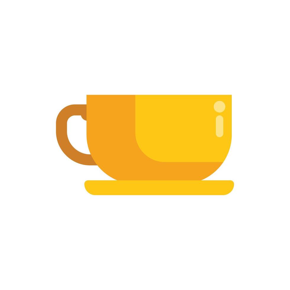 Yellow coffee cup standing on a matching saucer vector
