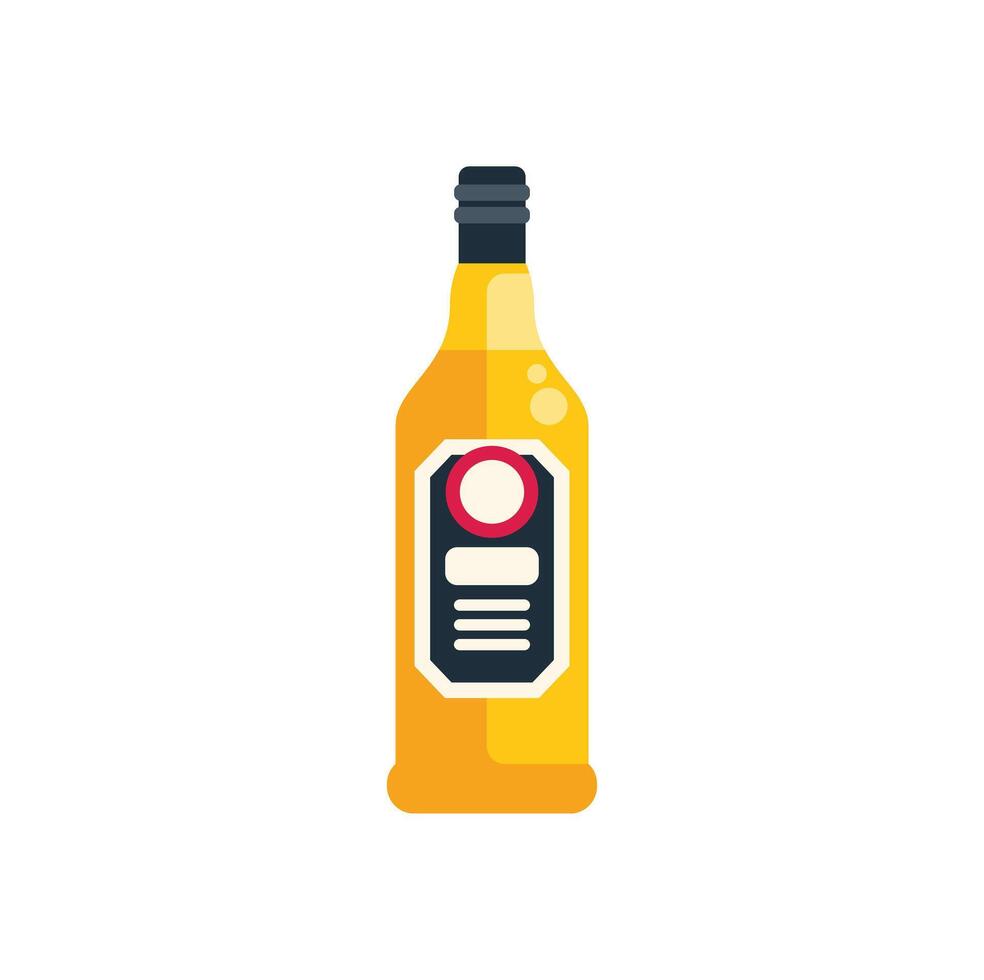Yellow glass bottle containing alcoholic beverage with blank label vector