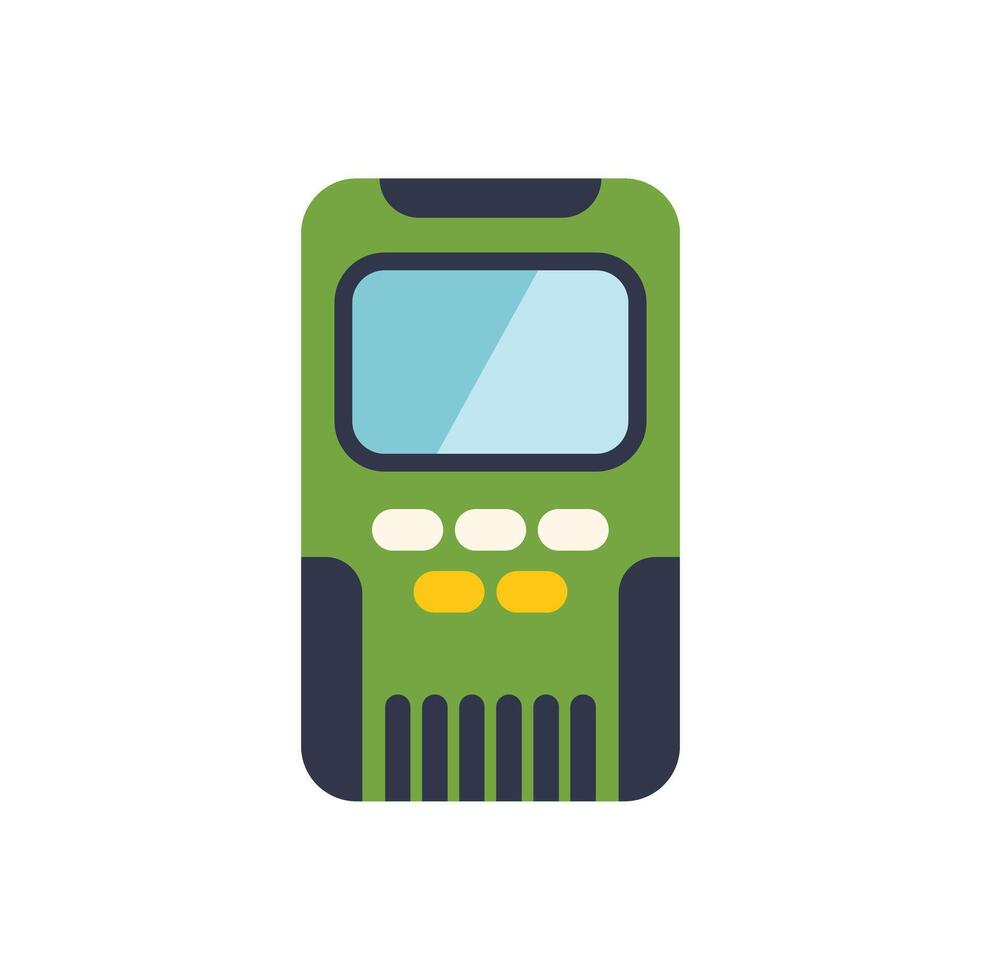 Green mobile phone with buttons and antenna depicting cellular connection vector