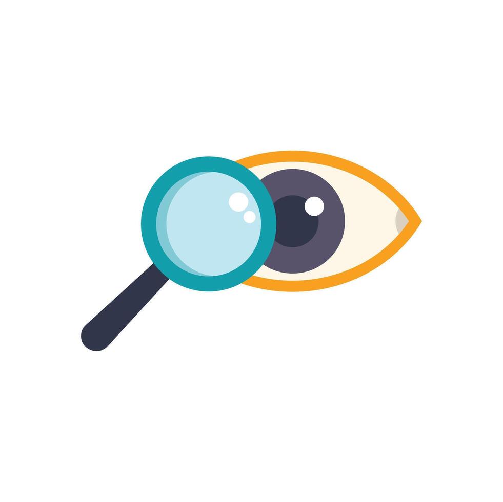 Magnifying glass investigating with human eye symbol for search vector