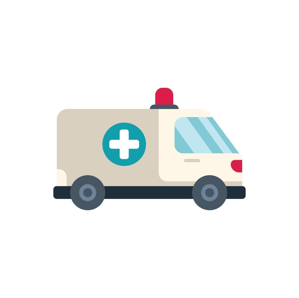 Ambulance car flashing light transporting patient emergency medical service vector