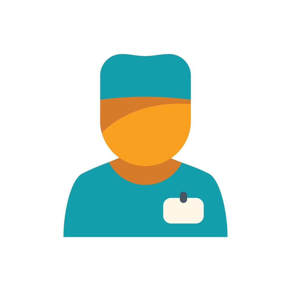 Doctor wearing scrubs with blank name tag icon illustration vector