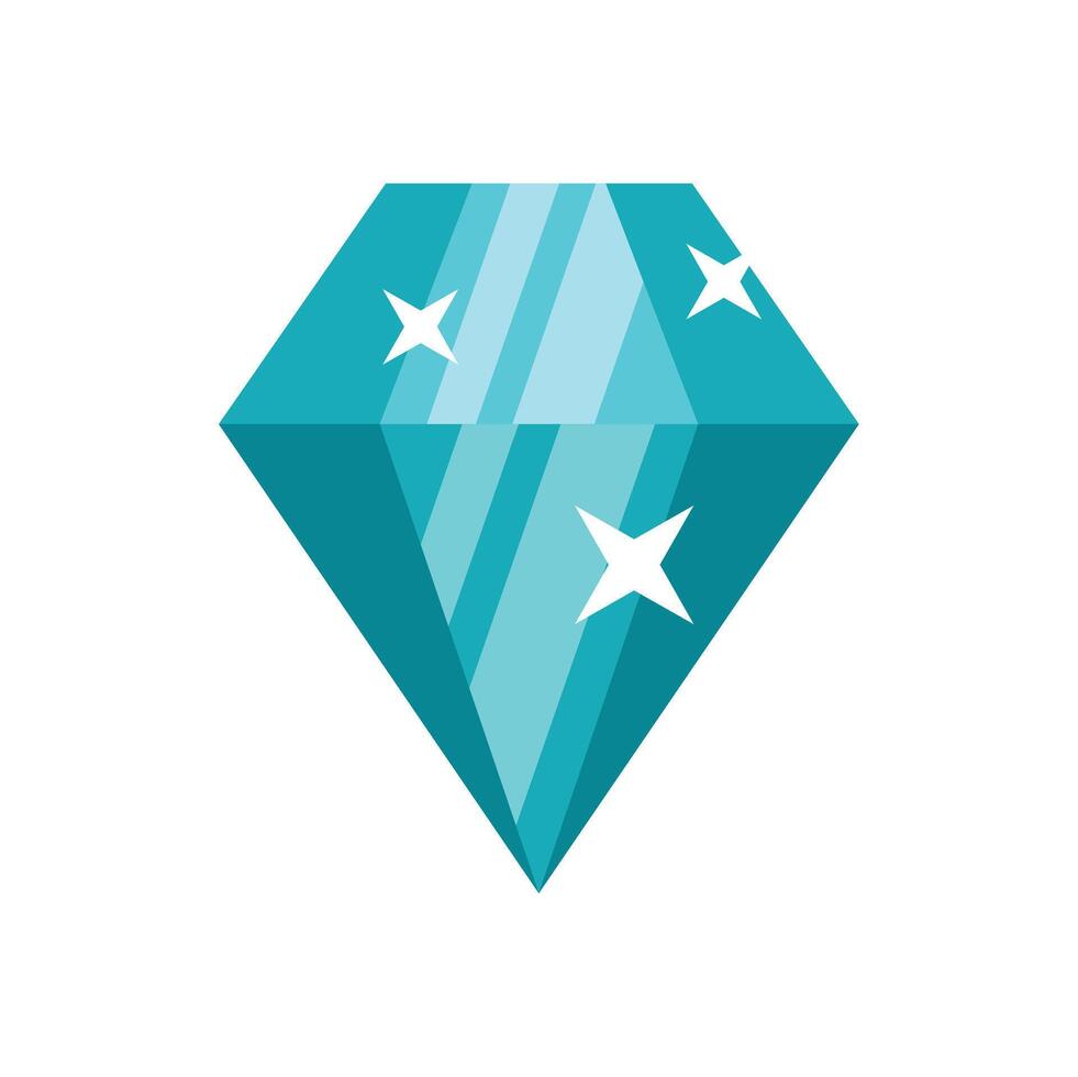 Big teal blue diamond shining with white sparkles vector