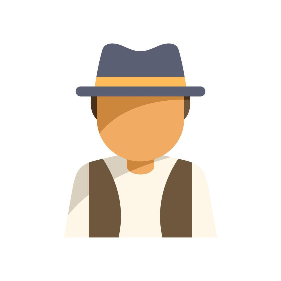 Male farmer character wearing a hat and vest flat icon design vector