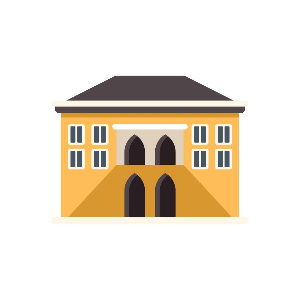 Yellow facade building with arches illustrating middle eastern architecture vector