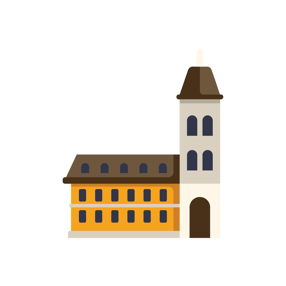Big city hall building with clock tower facade vector