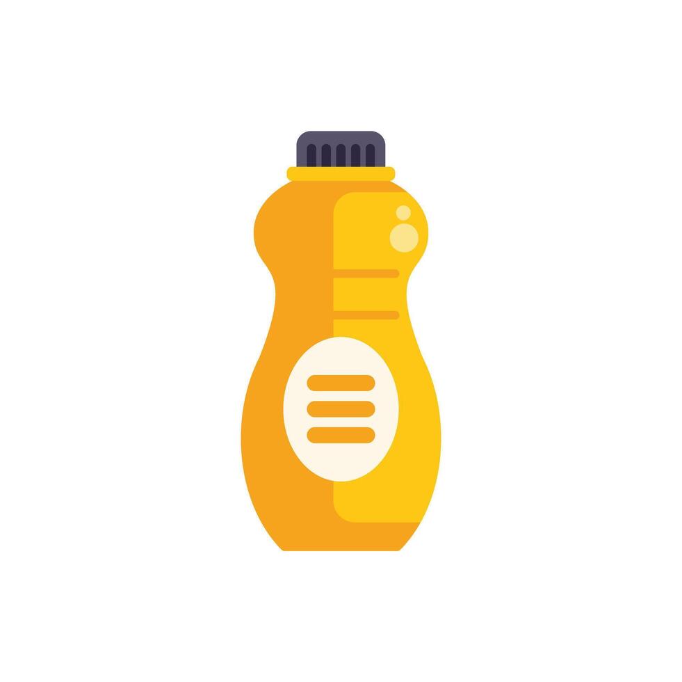 Yellow plastic bottle with black cap for liquid soap or shampoo vector