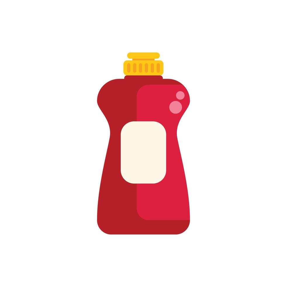 Red plastic detergent bottle with yellow cap standing upright vector