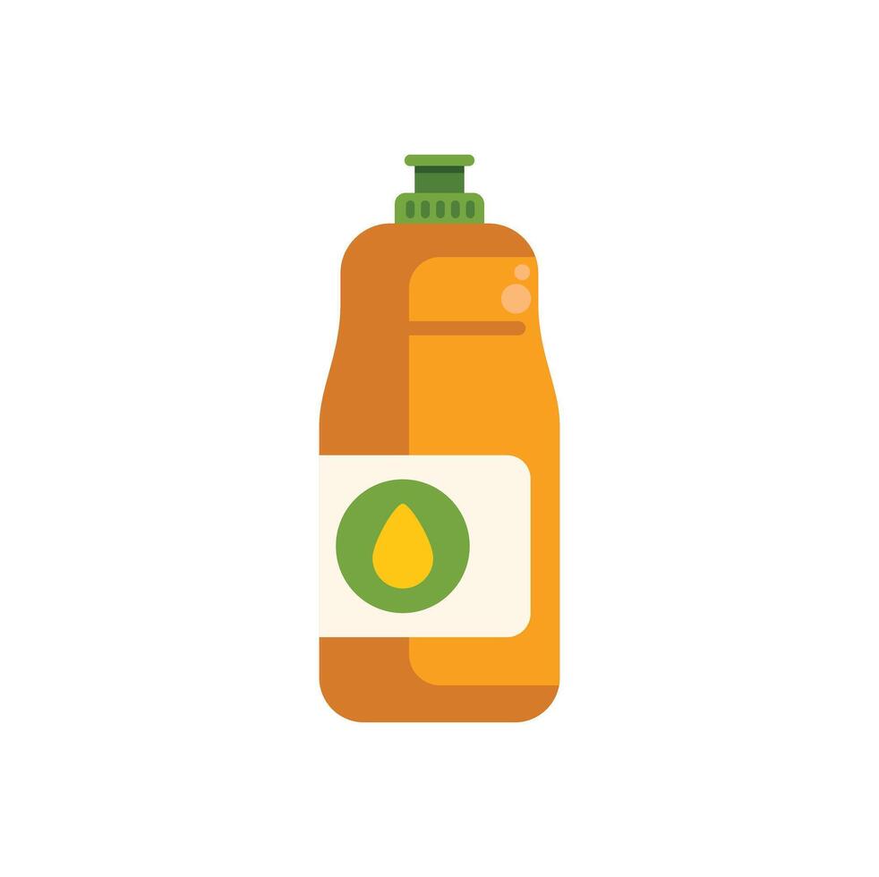 Orange plastic bottle containing cleaning product with drop icon on label vector